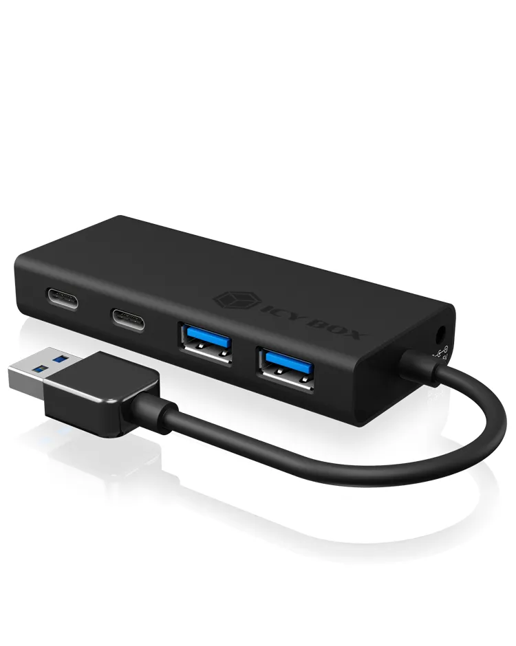 ICY BOX IB-HUB1426-U3, USB 3.2 Gen 1 Hub Type-A zu 2x Type-C® und 2x Type-A USB Anschlüssen – Bild 2