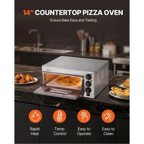 VEVOR Kommerzieller Pizzaofen für die Arbeitsplatte, 14-Zoll-Einzeldeckschicht, elektrischer Pizzaofen aus Edelstahl mit Stein und Griff, Mehrzweck-Pizzamaker für den Innenbereich zum Backen von Brezeln im Restaurant zu Hause VEVOR Kommerzieller Pizzaofen für die Arbeitsplatte, 14-Zoll-Einzeldeckschicht, elektrischer Pizzaofen aus Edelstahl mit Stein und Griff, Mehrzweck-Pizzamaker für den Innenbereich zum Backen von Brezeln im Restaurant zu Hause