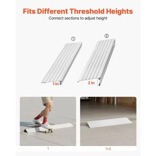 VEVOR Türschwellenrampe, 296x864x59 mm, Rollstuhlrampe aus Aluminiumlegierung mit einer Tragkraft von 360 kg, Bordsteinrampe für Heimtreppen für Rollstühle Roller Gehhilfen Fahrräder Dreiräder – Bild 5