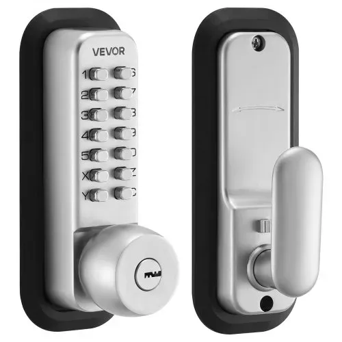 VEVOR Mechanisches Codeschloss mit Einseitigem Tastenschloss (4- bis 7-stelliger Code), Schlüsselloses Türschloss mit Schlüsseln & Knauf & Automatischer Verriegelung, für Haustüren Garagen, Silber – Bild 10