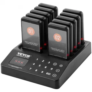 VEVOR Restaurant-Pager-System, Kabelloses Warteschlangensignal mit 400 m Reichweite, Piepser zur Rufannahme von Gästen mit Vibration und Blinken, 10 Pager für Imbisswagen, Kirche, Kindergarten VEVOR Restaurant-Pager-System, Kabelloses Warteschlangensignal mit 400 m Reichweite, Piepser zur Rufannahme von Gästen mit Vibration und Blinken, 10 Pager für Imbisswagen, Kirche, Kindergarten
