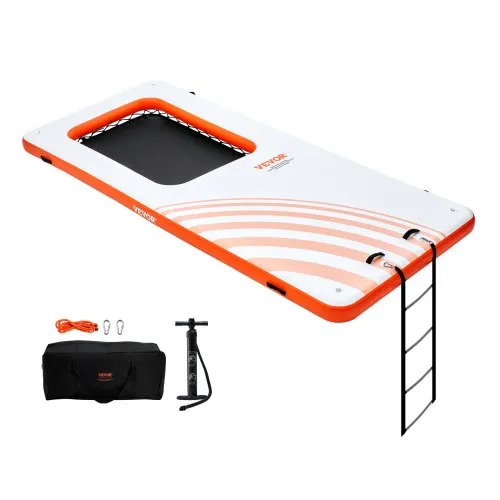 VEVOR Aufblasbares Schwimmdock 4,57×1,98m Dockplattform mit 1,21x 1,82m Trampolinnetzpool Wassermatte mit schwimmender Plattform und tragbarer Tasche und abnehmbarer Leiter zum Entspannen am Pool VEVOR Aufblasbares Schwimmdock 4,57×1,98m Dockplattform mit 1,21x 1,82m Trampolinnetzpool Wassermatte mit schwimmender Plattform und tragbarer Tasche und abnehmbarer Leiter zum Entspannen am Pool