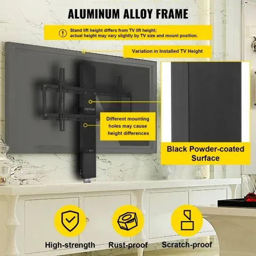VEVOR TV-Ständer für LCD-LED-Plasmafernseher, Automatischer TV-Ständer, Aufzug für Fernseher, TV Lift Halterung Höhe von 107,4 bis 187,2 cm, Höhenverstellbar & Stabil Max. 60 kg – Bild 4