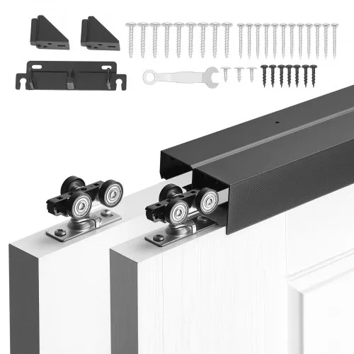 VEVOR Bypass-Schiebetürbeschlag-Set 1829 mm, Doppelschiebetürschiene aus Aluminiumlegierun, Schiebetürsystem für Schränke (25–45 mm Dicke / 951 mm Breite), Leichtgängig & Leise, Schwarz VEVOR Bypass-Schiebetürbeschlag-Set 1829 mm, Doppelschiebetürschiene aus Aluminiumlegierun, Schiebetürsystem für Schränke (25–45 mm Dicke / 951 mm Breite), Leichtgängig & Leise, Schwarz
