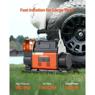 VEVOR Tragbarer Luftkompressor, Reifenfüller mit automatischer Abschaltfunktion, LCD-Digitalanzeige, 202 L/min, 10,3 bar, Offroad-Luftpumpe mit Adaptern für LKW, PKW, SUV, Geländewagen & RV VEVOR Tragbarer Luftkompressor, Reifenfüller mit automatischer Abschaltfunktion, LCD-Digitalanzeige, 202 L/min, 10,3 bar, Offroad-Luftpumpe mit Adaptern für LKW, PKW, SUV, Geländewagen & RV
