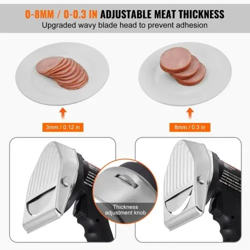 VEVOR Elektrisches Schawarma-Messer, 80 W, Türkisches Kebab-Messer, Kommerzieller Gyro-Schneider aus Edelstahl, Döner-Kebab-Fleischschneider mit 2 Klingen, 100 mm Klingendurchmesser – Bild 2