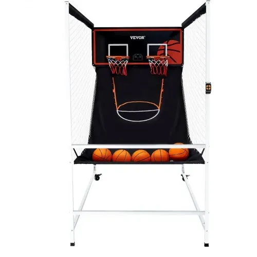 VEVOR Indoor-Basketballspiel für 2 Spieler, Basketballautomat, Baskeltballständer mit 5 Bällen & 8 Spielmodi & 2 Basketballkörben & Anzeigetafel & Aufblaspumpe, für Kinder, Erwachsene (Schwarz) – Bild 8