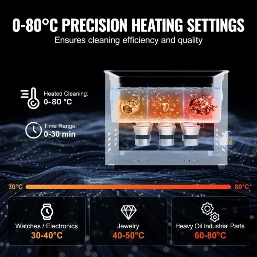 VEVOR Ultraschallreiniger 15 L professionelle 360 W Reinigungsmaschine mit Timer & Heizung, digitaler 40 kHz Ultraschallreiniger mit Korb für Uhrgläser Schmuckhalter Industrieteile Werkzeuge Silber – Bild 3