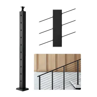 VEVOR Kabelgeländerpfosten, 914×50,8×50,8 mm, Geländerpfosten mit 30° vorgebohrten Löchern, SUS304 Edelstahl, gebogene Halterung, für Handlauf, Balustraden, Schwarz, 1JZLGZXHS914YIVIS001V0 VEVOR Kabelgeländerpfosten, 914×50,8×50,8 mm, Geländerpfosten mit 30° vorgebohrten Löchern, SUS304 Edelstahl, gebogene Halterung, für Handlauf, Balustraden, Schwarz, 1JZLGZXHS914YIVIS001V0