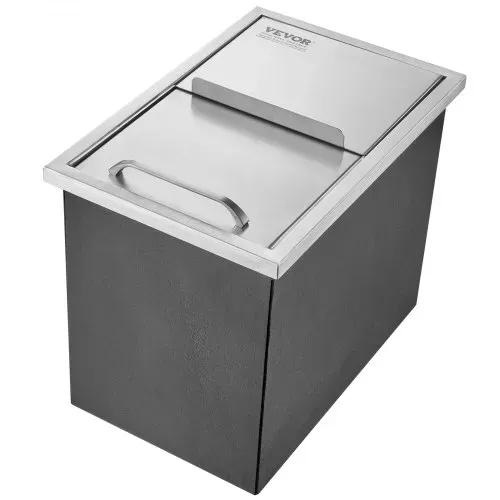 VEVOR 26,7 L Drop-in-Eisbox, 456 x 304 x 371 mm Edelstahl-Eiskühler, Kommerzieller Eisbehälter mit Schiebedeckel, Eingebaute Eisspeichertruhe, Abflussrohr & Ablassstopfen im Lieferumfang Enthalten – Bild 9