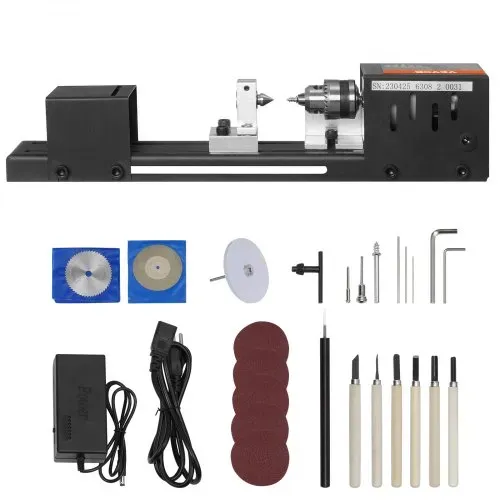 VEVOR Mini Drehbank 96W Drechselbank Max. Drehdurchmesser 70mm Drechselmaschine Spindeldrehzahl 4250–8500U/min Kopierdrechselbank mit 7-Gang-Einstellung Drehbank mit komplettem Zubehör – Bild 8