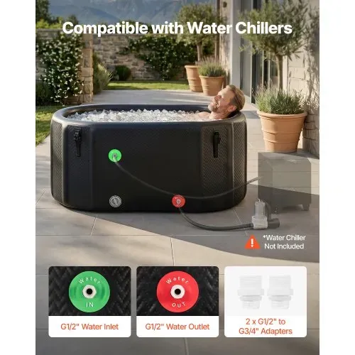 VEVOR Eisbadewanne Aufblasbar 830 L 150 x 80 x 76 cm Schwarz ohne Wasserkühler, Kaltwasser-Badewanne Kompatibel mit Wasserkühlern und Isoliertem Deckel, für Eisbad und Regeneration von Sportlern VEVOR Eisbadewanne Aufblasbar 830 L 150 x 80 x 76 cm Schwarz ohne Wasserkühler, Kaltwasser-Badewanne Kompatibel mit Wasserkühlern und Isoliertem Deckel, für Eisbad und Regeneration von Sportlern