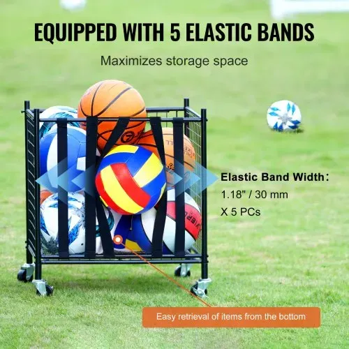 VEVOR Ballwagen Rollwagen 507 x 500 x 545 mm Sportbällen, Abschließbarer Basketballkäfig Ballkäfig, Sportausrüstung für den Innen- und Außenbereich, Rollbar Aufbewahrungswagen aus Stahl für Garagen – Bild 3