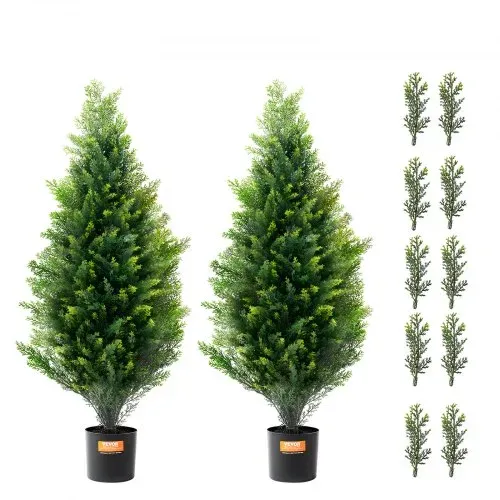 VEVOR Künstlicher Formschnittbaum aus Zeder, 91,4 cm hoch (2 Stück), mit zusätzlichen Blättern und Topf, künstliche immergrüne Kiefern-Zypressenpflanze, UV-geschütztes künstliches Grünset – Bild 8