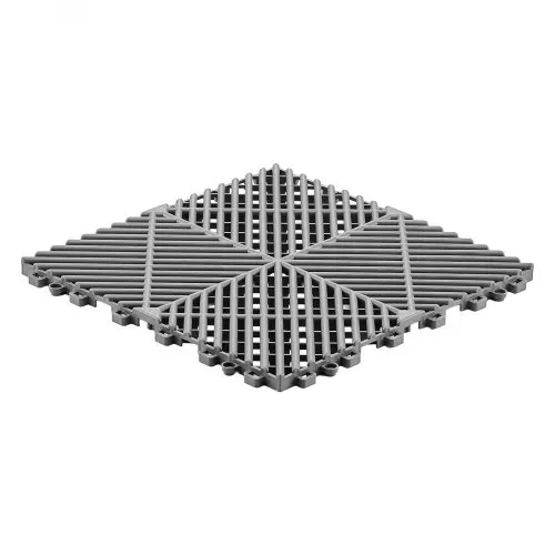 VEVOR Ineinandergreifende Drainagematten Set (50-tlg.) 31 x 31 cm, Garagenbodenfliesen Rutschfeste Klickfliesen aus PP, Modularer Garagenboden für Bad Küche Pool Außenbereich, Selbstentwässernd, Grau – Bild 9