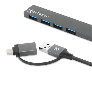 Manhattan 181006 Schnittstellen-Hub USB 3.2 Gen 1 (3.1 Gen 1) Type-A 5000 Mbit/s Grau Manhattan 181006 Schnittstellen-Hub USB 3.2 Gen 1 (3.1 Gen 1) Type-A 5000 Mbit/s Grau