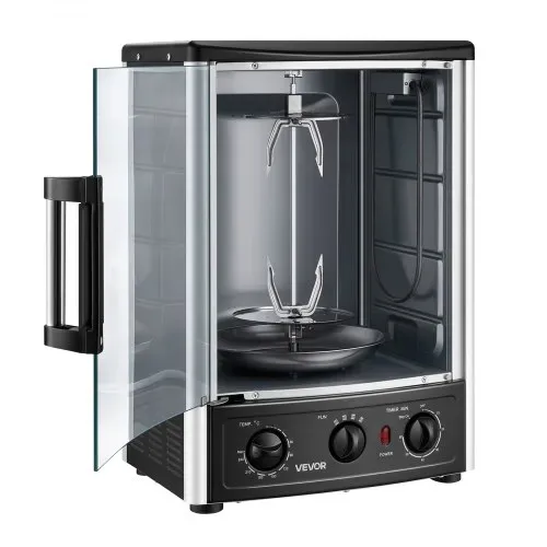 VEVOR Vertikaler Dönergrill 22 L 1500 W Gyrosgrill Kebabgrill Shawarma für Familien und Kleine Treffen, 0-240 °C, 0-60 Min Timer, mit Drehspieß, Grillrost, Fettauffangblech sowie Krümelschale – Bild 8