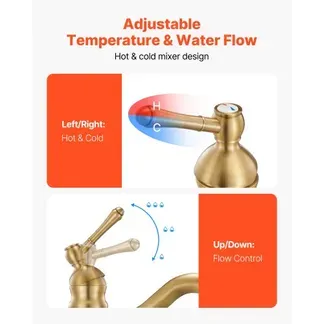 VEVOR Einhebelwaschtischarmatur Wasserhahn mit Druckknopfablauf, Waschbeckenarmatur Küchenwasserarmaturen Waschtischhahn, Einhebelmischer für Badezimmer Wohnmobil Waschbecken Messinggehäuse VEVOR Einhebelwaschtischarmatur Wasserhahn mit Druckknopfablauf, Waschbeckenarmatur Küchenwasserarmaturen Waschtischhahn, Einhebelmischer für Badezimmer Wohnmobil Waschbecken Messinggehäuse