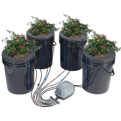 VEVOR DWC Hydroponics Grow System, Hydroponisches Anbausystem mit Top-Drip-Kit, Deep Water Culture 5-Gallonen-4-Eimer, mit Luftpumpe, Luftsteinen und Wasserstandsanzeige für Blattgemüse VEVOR DWC Hydroponics Grow System, Hydroponisches Anbausystem mit Top-Drip-Kit, Deep Water Culture 5-Gallonen-4-Eimer, mit Luftpumpe, Luftsteinen und Wasserstandsanzeige für Blattgemüse