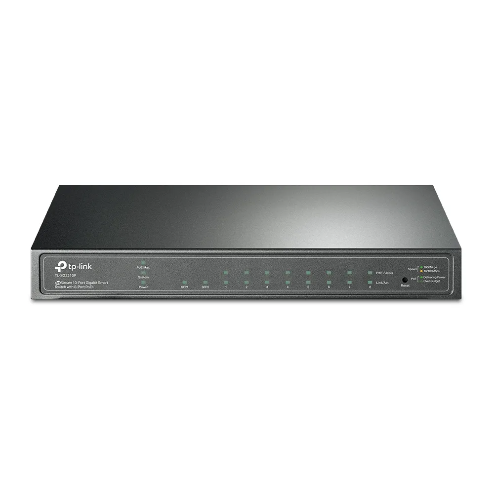 TP-Link Switch full managed Layer2 10 Port • 8x 1 GbE • PoE Budget 58 Watt • 8x PoE at • 2x SFP • 10” • Lüfterlos, Omada • SG2210P – Bild 3