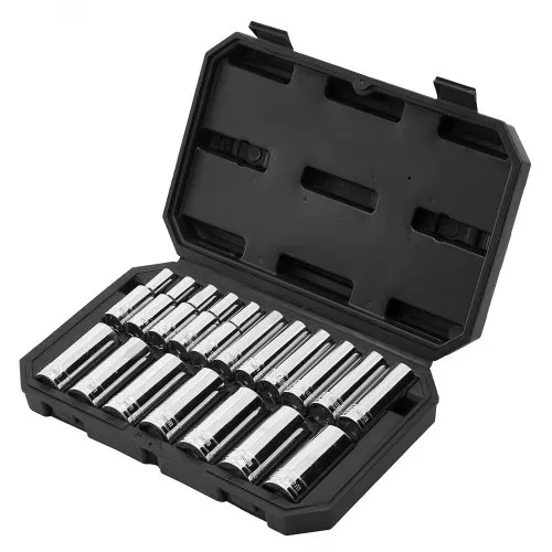 VEVOR Steckschlüsselsatz 18-tlg. 12,7 mm Antrieb, Steckschlüssel-Werkzeugsatz, metrische Größe von 10 bis 27 mm, mit Aufbewahrungskoffer, klare Markierungen, verchromter CR-V-Legierungsstahl – Bild 8