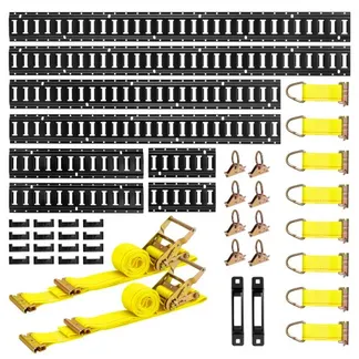 VEVOR E-Track-Zurrschienen-Set, 8er-Pack (1,5/1,2/0,6/0,3 m) E-Track-Schienen, 36-tlg., inkl. 2 Ratschengurten & 8 O-Ringen & 8 Zurrgurten mit D-Ring & 2 Einzelschlitzen & 16 Endkappen VEVOR E-Track-Zurrschienen-Set, 8er-Pack (1,5/1,2/0,6/0,3 m) E-Track-Schienen, 36-tlg., inkl. 2 Ratschengurten & 8 O-Ringen & 8 Zurrgurten mit D-Ring & 2 Einzelschlitzen & 16 Endkappen
