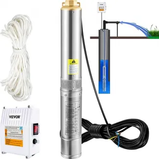 VEVOR 101,6 mm Tiefbrunnenpumpe 370 W Brunnenpumpe 110 L/min Tauchpumpe max Förderhöhe 44m Rohrpumpe 230 V 50 Hz Sandpumpe Edelstahl Wasserpumpe 0-40°C Pumpe VEVOR 101,6 mm Tiefbrunnenpumpe 370 W Brunnenpumpe 110 L/min Tauchpumpe max Förderhöhe 44m Rohrpumpe 230 V 50 Hz Sandpumpe Edelstahl Wasserpumpe 0-40°C Pumpe