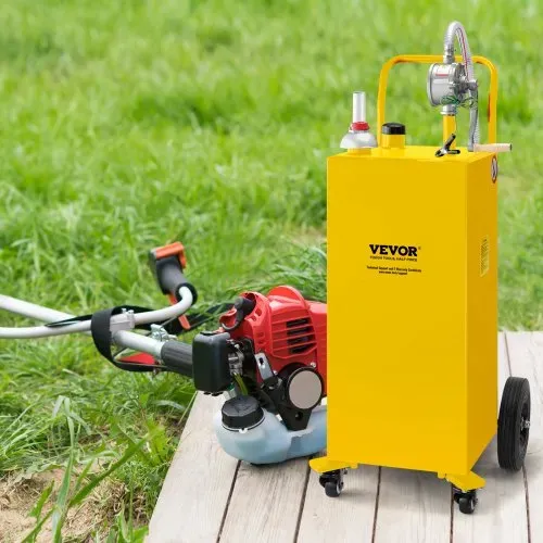 VEVOR 30-Gallonen-Kraftstoffbehälter, Gasspeichertank und 4 Räder, mit manueller Transferpumpe, Benzin-Diesel-Kraftstoffbehälter für Autos, Rasenmäher, Geländefahrzeuge, Boote usw., Gelb – Bild 7