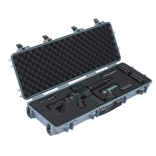 VEVOR Waffenkoffer mit Hartschale für Langwaffen, abschließbarer Gewehrkoffer mit vorgeschnittenen Schaumstoffen, Langwaffenkoffer Waffenaufbewahrung rollbar IP67 wasserfest, 108,9 x 39,2 x 15,5 cm Grau – Bild 10