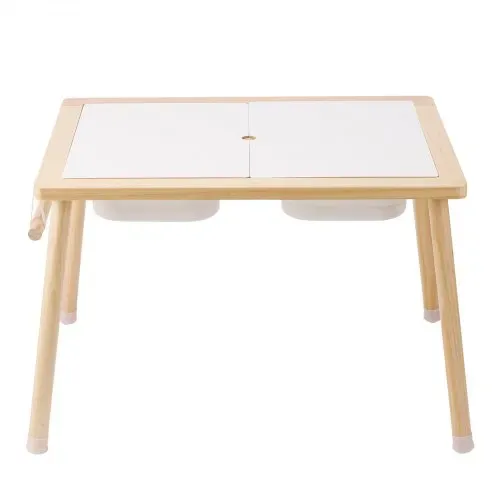 VEVOR Sensorischer Tisch Aktivitätstisch für Kinder mit 3 faltbaren Aufbewahrungsbehältern & Papierrollenhalter, Sand- und Wassertisch sensorischer Zeichentisch aus Holz, Geschenke für Kinder – Bild 9