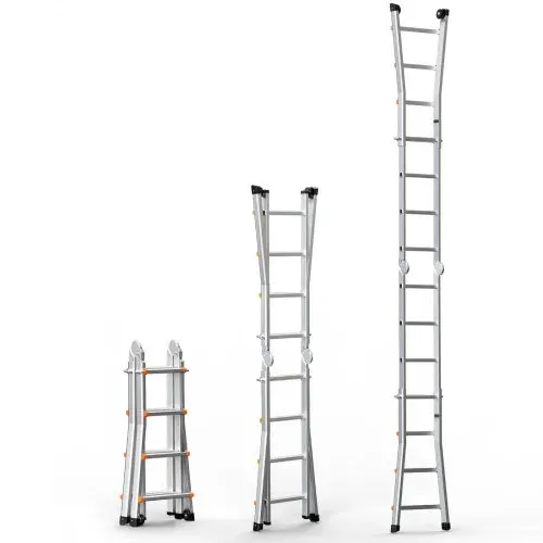 VEVOR Teleskopleiter mit A-Rahmen, 4 m Aluminium-Ausziehleiter, multifunktionale zusammenklappbare Wohnmobilleiter, Teleskopleiter für Hausaufgaben, Treppen, Innen- & Außendächer, 150 kg Tragkraft – Bild 9