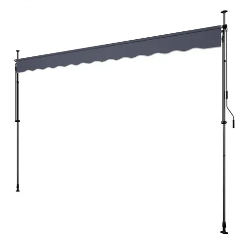 VEVOR Klemmmarkise 400 cm, Höhenverstellbare Markise mit Handkurbel, Terrassenmarkise UPF 80+ Sonnenschutz, Sonnenmarkise, Balkonmarkise, Ideal für Terrasse, Balkon & Garten, Dunkelgrau – Bild 10