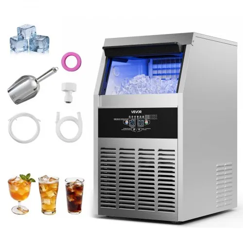 VEVOR Gewerbliche Eiswürfelmaschine 59 kg/Tag Eiswürfelbereiter mit 14 kg Eisvorratsbehälter, Edelstahl Freistehende Eismaschine mit LED-Anzeige Selbstreinigung, Ideal für Hausbar Restaurant Café VEVOR Gewerbliche Eiswürfelmaschine 59 kg/Tag Eiswürfelbereiter mit 14 kg Eisvorratsbehälter, Edelstahl Freistehende Eismaschine mit LED-Anzeige Selbstreinigung, Ideal für Hausbar Restaurant Café