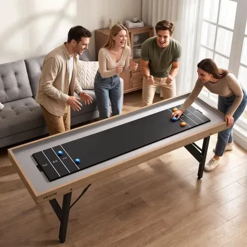 VEVOR Shuffleboard-Tisch 2,1 m mit 8 Pucks Tischcurling-Spiel 2 in 1 Tragbar, Glatte Spielfläche für Flüssiges und Schnelles Puckspiel, Klappbare Beine für das Familien-Spielzimmer zu Hause – Bild 7