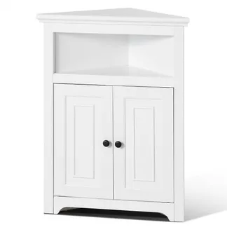 VEVOR Eckschrank Aufbewahrungsschrank mit 3-stufiger Regalen Mehrzweckschrank (845 mm Hohe) mit 2 Holztüren und verstellbaren Regalen, freistehender Küchenschrank für Wohnzimmer Waschküche, weiß VEVOR Eckschrank Aufbewahrungsschrank mit 3-stufiger Regalen Mehrzweckschrank (845 mm Hohe) mit 2 Holztüren und verstellbaren Regalen, freistehender Küchenschrank für Wohnzimmer Waschküche, weiß