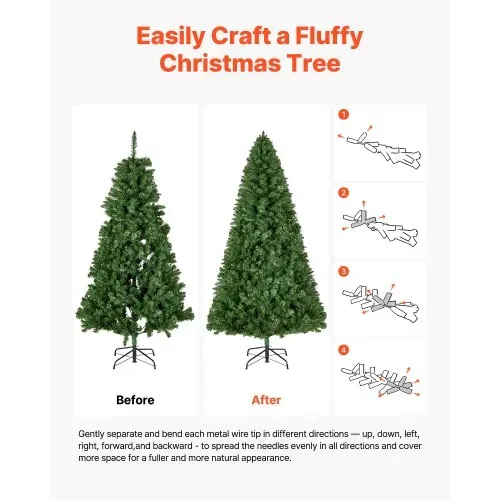 VEVOR Weihnachtsbaum künstlich, 2,2 m Tannenbaum, Christbaum, Naturgetreu, mit 1346 Zweigspitzen und stabilem Metallständer für die Dekoration von Zuhause, Partys und Büros – Bild 5