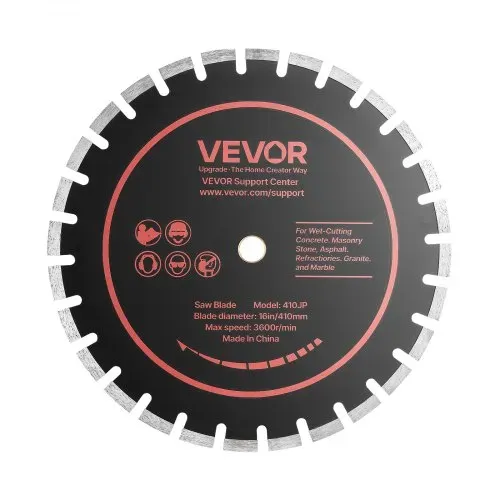 VEVOR 3 Stk. Diamanttrennscheiben 410mm, Diamant-Sägeblätter mit 25,4mm Bohrung & 12,5mm Segmenthöhe, Max. 3600 U/min Diamantscheiben für Trocken/Nass Schneiden, Trennscheibe für Beton Mauerwerk Stein – Bild 10