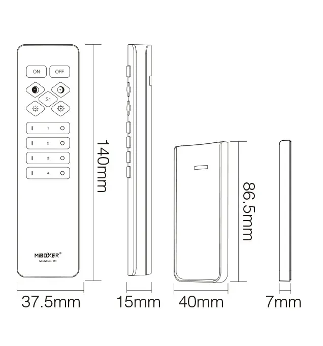 MiBoxer C1-B LED Fernbedienung 2,4GHz 4 Zonen dual white (CCT) – Bild 5