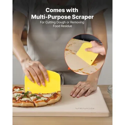 VEVOR Pizzastein Backstein 38 x 30 cm, rechteckiger Cordierit-Pizzastein, extra große Steinplatte mit Schaber, 1,5 cm dick, hitzebeständig, geeignet für Küchenofen Brotbacken Pizzabacken Grillen – Bild 3