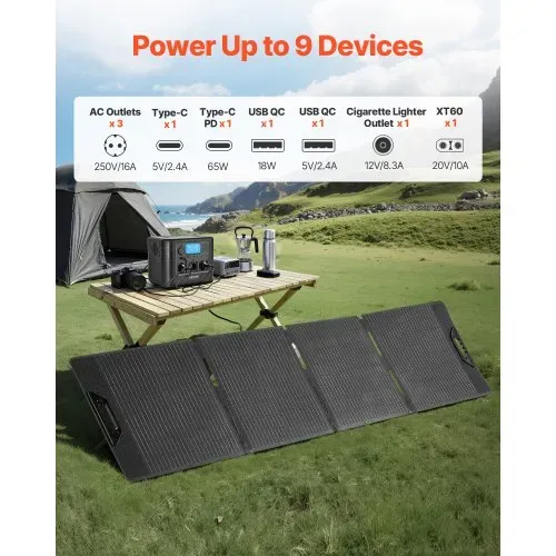 VEVOE Tragbare Powerstation, mit 200-W-Solarpanel, 1200-W-Solargenerator, 806-Wh-LiFePO4-Akku-Backup & 9 Ausgängen, Notstromaggregat für Notfälle zu Hause, Camping & Reisen mit Wohnmobil – Bild 5