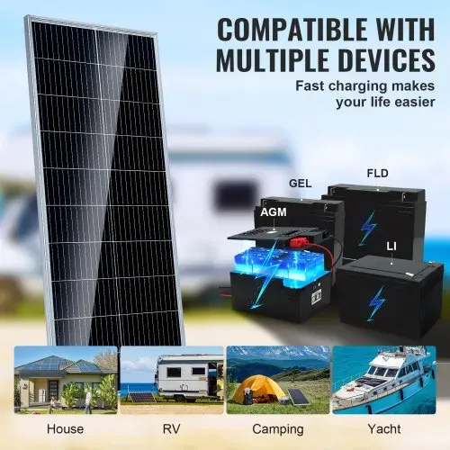 VEVOR 100W Solarpanel Kit 12V monokristallinen Solarmodul plus Laderegler 8,33A Solaranlage Umwandlungsrate von 23 % Kompatibel mit AGM-, GEL-, FLD-, LI-Batterien Ideal für Wohnmobile Yachten Zuhause – Bild 2