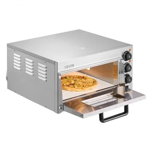 VEVOR Kommerzieller Pizzaofen für die Arbeitsplatte, 16 Zoll große Einzeldeckschicht, elektrischer Pizzaofen aus Edelstahl mit Stein und Griff, Mehrzweck-Pizzamaker für den Innenbereich zum Backen von Brezeln im Restaurant zu Hause – Bild 10