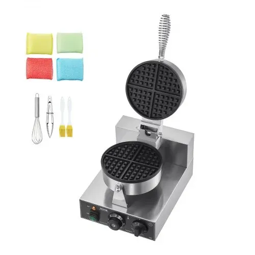 VEVOR kommerzielles Waffeleisen 1230 W Waffel Maker mit antihaftbeschichteten Backflächen Waffeleisen aus Edelstahl mit Temperatur- und Zeitregelung, für Restaurant Bäckerei 4 Fächerfömige Waffeln – Bild 8