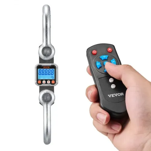 VEVOR Kranwaage 10 T, Digitale Hängewaage, Industriewaage mit Gehäuse aus Aluminiumguss & LCD-Display, 2-kg-Teilung & 3-stufiger Schalter, Fernbedienung, Wildwaage, Hakenwaage für Garage & Fabrik – Bild 9