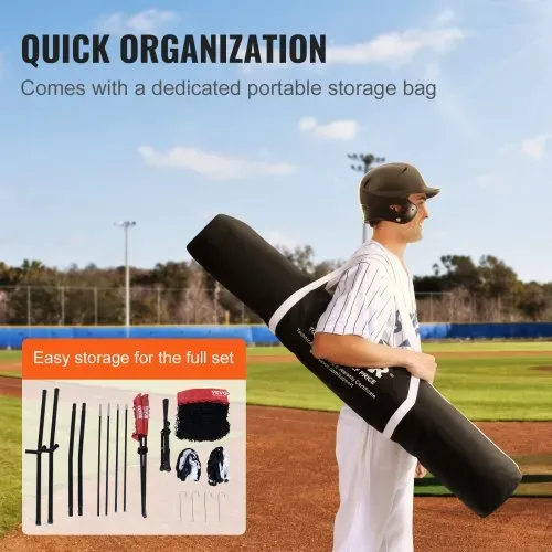VEVOR 244 x 106 x 211 cm Baseball-Softball-Übungsnetz, Tragbares Baseball-Trainingsnetz zum Schlagen, Fangen, Pitchen, Backstop-Ausrüstung mit Bogenrahmen, Tragetasche, Schlagzone, Bällen, Ballsammler – Bild 5