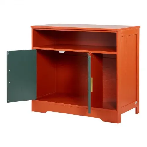 VEVOR Katzenschrank 792x430x710 mm, Katzenklo Schrank mit Regal & Stauraum, Katzenhaus aus Holz im modernen Stil für den Innenbereich, passend für die meisten Katzentoiletten, Rot & Grün – Bild 8