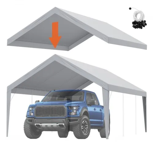 VEVOR Garagenzelt, 3,9 x 6,1 m, Garagendachzelt, Unterstandplane, wasserdicht und UV-geschützt, einfache Installation mit Spanngurten, grau (nur Dachabdeckung, Rahmen nicht im Lieferumfang enthalten) VEVOR Garagenzelt, 3,9 x 6,1 m, Garagendachzelt, Unterstandplane, wasserdicht und UV-geschützt, einfache Installation mit Spanngurten, grau (nur Dachabdeckung, Rahmen nicht im Lieferumfang enthalten)