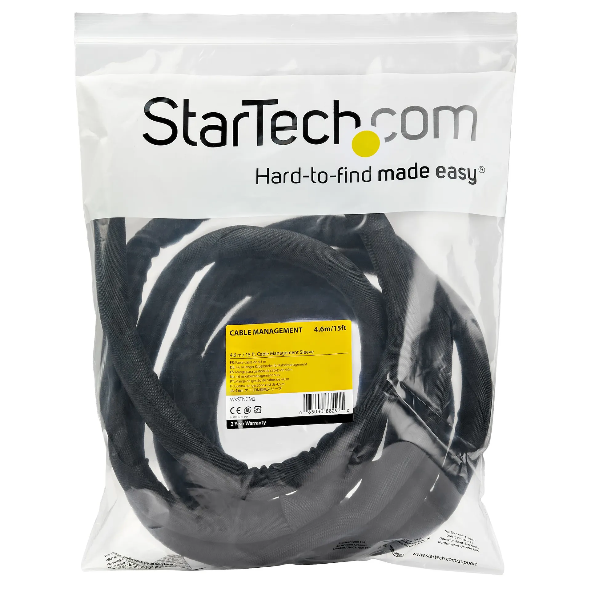 StarTech.com 4,6 m Kabelschlauch - Flexibel gewickelter Kabelstrumpf - Ø 2,54 - 3,81cm Durchmesser - Polyester Kabelabdeckung - Kabelkanal - Kabelbündelschlauch - Schutzschlauch - Schwarzer Cable Organizer zum Zuschneiden – Bild 4