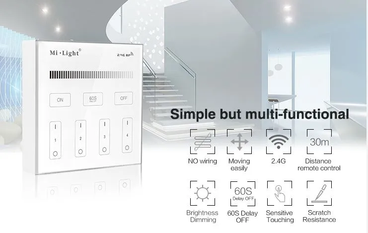 MiBoxer B1 LED Fernbedienung Smart Panel single color 4 Zonen – Bild 3