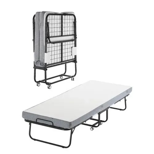 VEVOR Rollbett Klappbett mit 10 cm Matratze, faltbares Einzelbett mit Memory Foam-Matratze (190 x 81 cm), 136,1 kg belastbares Gästebett für Erwachsene, Metallbett für Schlafzimmer Wohnzimmer VEVOR Rollbett Klappbett mit 10 cm Matratze, faltbares Einzelbett mit Memory Foam-Matratze (190 x 81 cm), 136,1 kg belastbares Gästebett für Erwachsene, Metallbett für Schlafzimmer Wohnzimmer